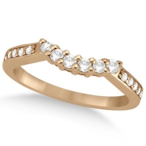 Floral Contour Band Diamond Wedding Ring 14k Rose Gold 0.28ct - All