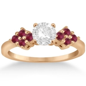 Designer Ruby Cluster Floral Engagement Ring 18k Rose Gold 0.35ct - All