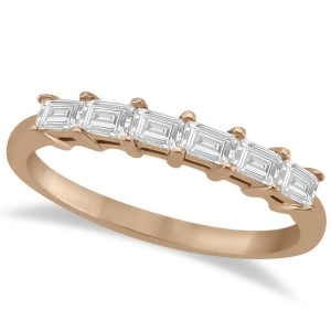 Baguette Diamond Ring Wedding Band for Women 14K Rose Gold 0.54ct - All