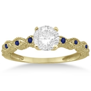 Vintage Marquise Blue Sapphire Engagement Ring 14k Yellow Gold 0.18ct - All