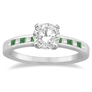 Princess Cut Diamond and Emerald Engagement Ring Platinum 0.20ct - All