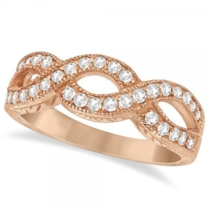 Twisted Diamond Infinity Ring 14k Rose Gold with Milgrain 0.50ct - All