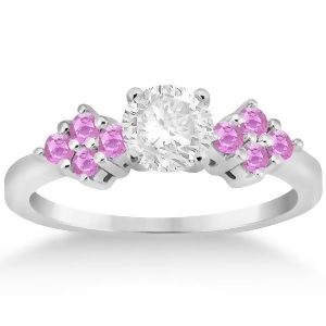Designer Pink Sapphire Floral Engagement Ring in Palladium 0.35ct - All
