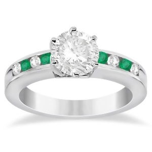 Channel Diamond and Emerald Engagement Ring Palladium 0.40ct - All