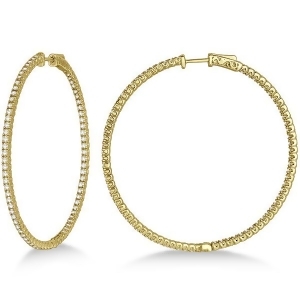 Unique X-Large Diamond Hoop Earrings 14k Yellow Gold 3.00ct - All