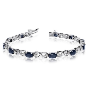 Oval Sapphire and Diamond Xoxo Link Bracelet 14k White Gold 7.00ctw - All