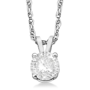 Prong Set Moissanite Solitaire Pendant Necklace 14K White Gold 2.00ct - All