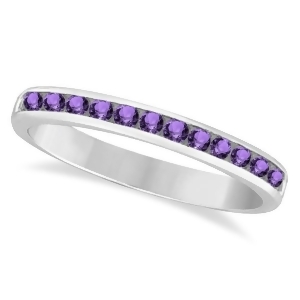 Amethyst Channel-Set Semi-Eternity Ring Band 14k White Gold 0.40ct - All