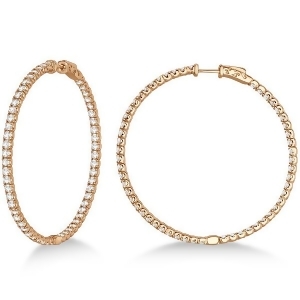 Stylish Large Round Diamond Hoop Earrings 14k Rose Gold 7.75ct - All