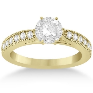 Cathedral Antique Style Engagement Ring 18k Yellow Gold 0.28ct - All