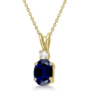 Oval Sapphire Pendant with Diamonds 14K Yellow Gold 1.11ctw - All