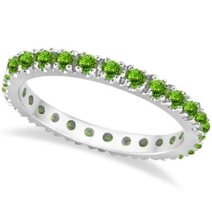 Peridot Eternity Stackable Ring Band 14K White Gold 0.75ct - All