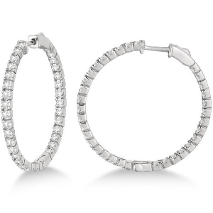 Large Round Diamond Hoop Earrings 14k White Gold 2.05ct - All