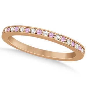 Pave-set Pink Sapphire and Diamond Wedding Band 14k Rose Gold 0.29ct - All