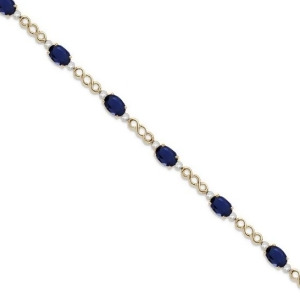 Diamond and Blue Sapphire Bracelet 14k Yellow Gold 5.02ct - All
