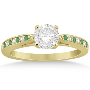 Cathedral Green Emerald Diamond Engagement Ring 14k Yellow Gold 0.22ct - All