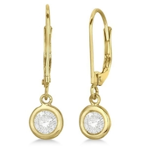 Leverback Dangling Drop Diamond Earrings 14k Yellow Gold 0.50ct - All
