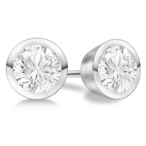 1.00Ct. Bezel Set Diamond Stud Earrings Palladium H-i Si2-si3 - All