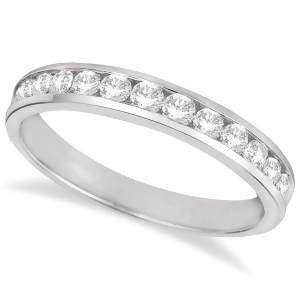Channel-set Diamond Anniversary Ring Band 14k White Gold 0.50ct - All
