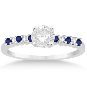 Petite Diamond and Sapphire Engagement Ring 18k White Gold 0.15ct - All