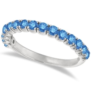 Fancy Blue Diamond Ring Anniversary Band in 14k White Gold 1.00ct - All