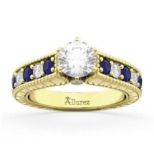 Vintage Diamond and Sapphire Engagement Ring 14k Yellow Gold 1.41ct - All
