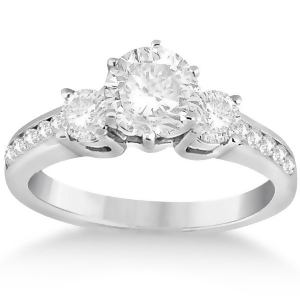 Three-stone Diamond Engagement Ring w/ Sidestones Palladium 0.45ct - All