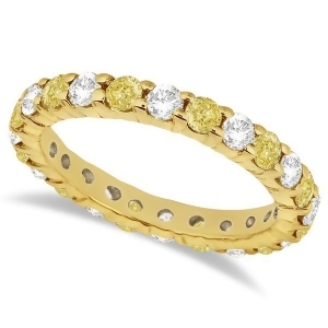 Canary Yellow and White Diamond Eternity Ring 14k Yellow Gold 2.00ct - All