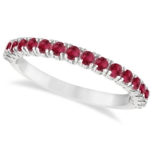 Half-eternity Pave-set Ruby Stacking Ring 14k White Gold 0.95ct - All
