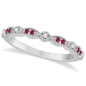 Ruby and Diamond Marquise Wedding Band Platinum 0.21ct - All