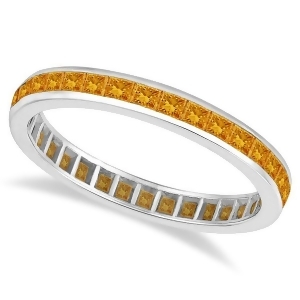 Princess-cut Citrine Eternity Ring Band 14k White Gold 1.36ct - All