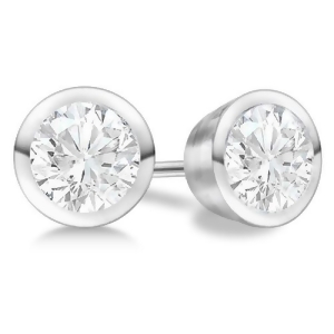 3.00Ct. Bezel Set Diamond Stud Earrings 18kt White Gold H Si1-si2 - All