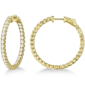 Medium Fancy Round Diamond Hoop Earrings 14k Yellow Gold 4.50ct - All