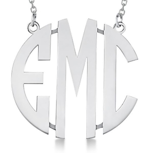Bold-face Custom Initial Monogram Pendant Necklace in 14k White Gold - All