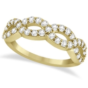 Pave Set Twisted Infinity Diamond Ring Band 14k Yellow Gold 0.75ct - All