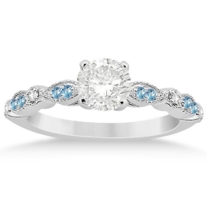 Marquise and Dot Blue Topaz Diamond Engagement Ring 14k White Gold 0.24 - All