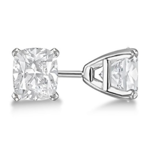 1.50Ct. Cushion-Cut Diamond Stud Earrings 14kt White Gold H Si1-si2 - All
