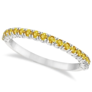 Half-eternity Pave Thin Yellow Sapphire Stacking Ring Palladium 0.65ct - All
