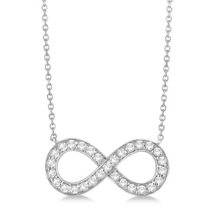 Pave Diamond Infinity Twist Pendant Necklace 14k White Gold 1.02ct - All
