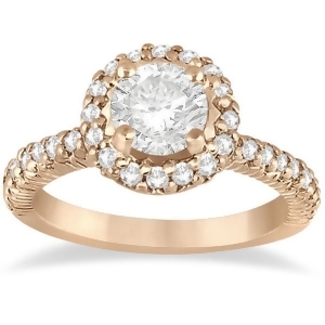 Round Diamond Halo Engagement Ring Setting 14k Rose Gold 0.75ct - All