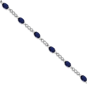 Diamond and Blue Sapphire Bracelet 14k White Gold 5.02ct - All