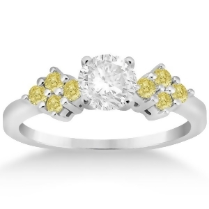 Designer Yellow Diamond Floral Engagement Ring Platinum 0.24ct - All