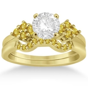 Yellow Sapphire Engagement Ring and Wedding Band 18k Yellow Gold 0.50ct - All