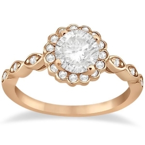 Floral Halo Diamond Marquise Engagement Ring 18k Rose Gold 0.24ct - All