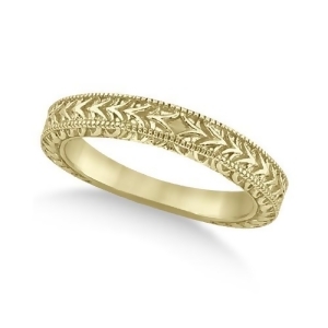 Antique Engraved Wedding Band w/ Filigree and Milgrain 14k Yellow Gold - All