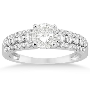 Three-row Prong-Set Diamond Engagement Ring 18k White Gold 0.37ct - All
