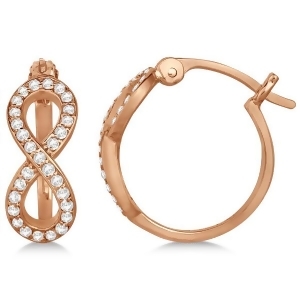 Diamond Infinity Style Hinged Hoop Earrings 14k Rose Gold 0.33ct - All