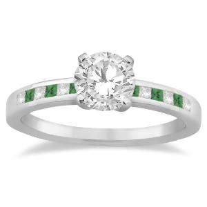 Princess Cut Diamond and Emerald Engagement Ring 18k White Gold 0.20ct - All