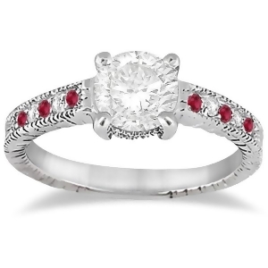 Vintage Ruby and Diamond Engagement Ring 14k White Gold 0.31ct - All