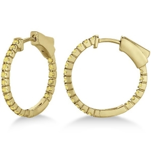 Thin Yellow Canary Diamond Hoop Earrings 14K Yellow Gold 0.50ct - All